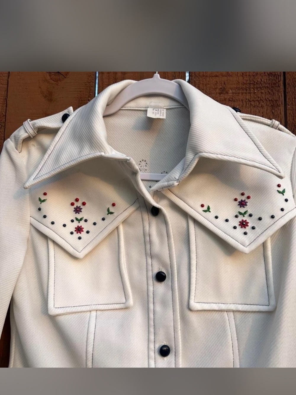 Vintage 1970s western dagger collar studded Shacket shirt jacket 70s disco - Picture 3 of 6